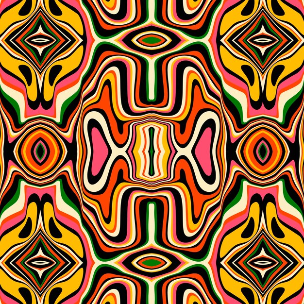 Hand drawn groovy style pattern