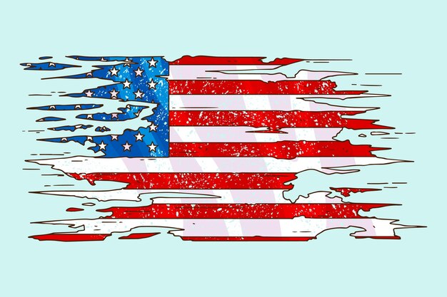 Hand drawn grunge american flag background