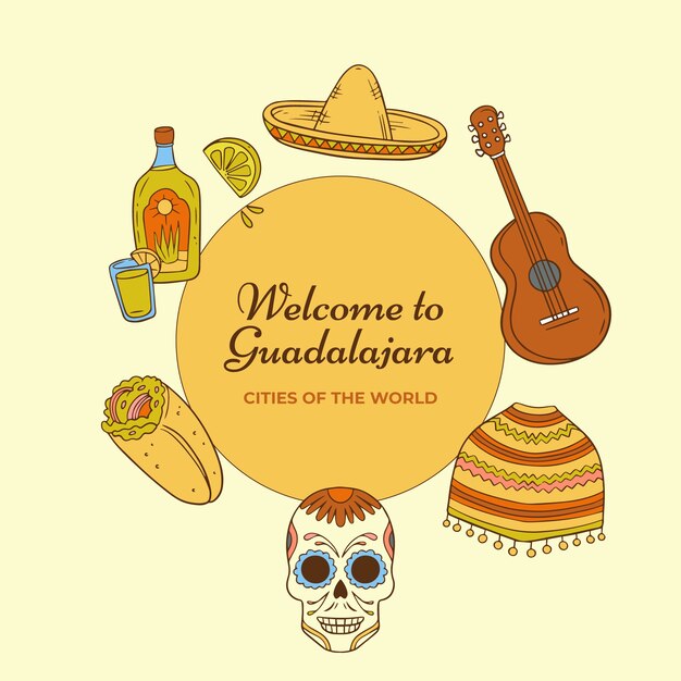 Hand drawn guadalajara illustration