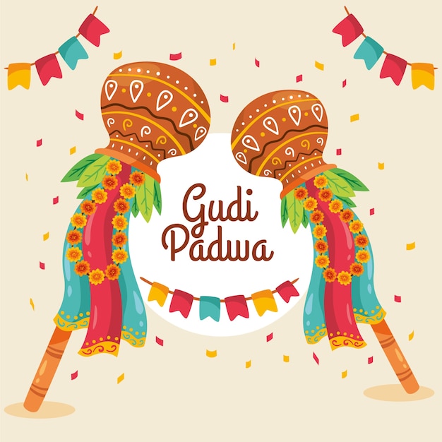 Free Vector hand-drawn gudi padwa day theme