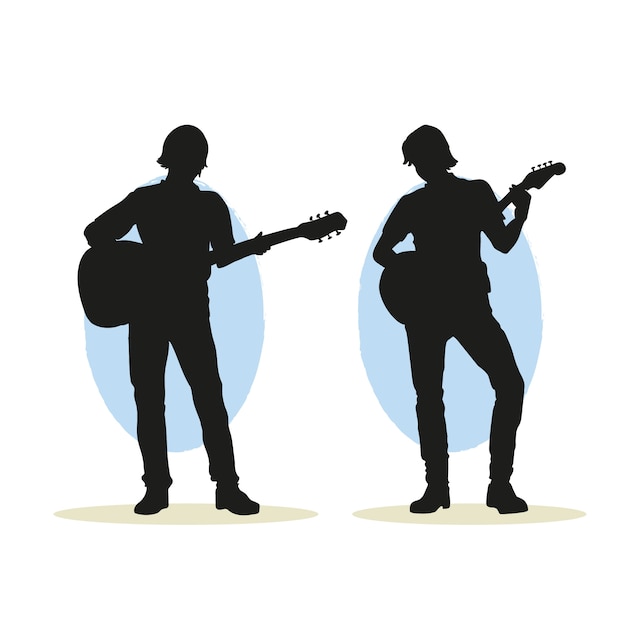 Free Vector hand drawn guitarist silhouette