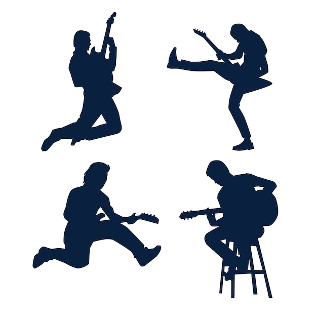 Free Vector hand drawn guitarist silhouette