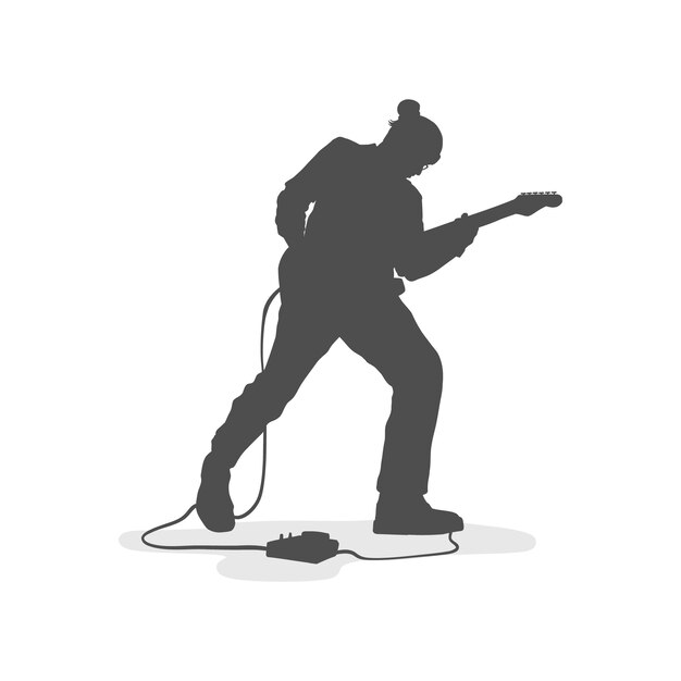 Hand drawn guitarist  silhouette