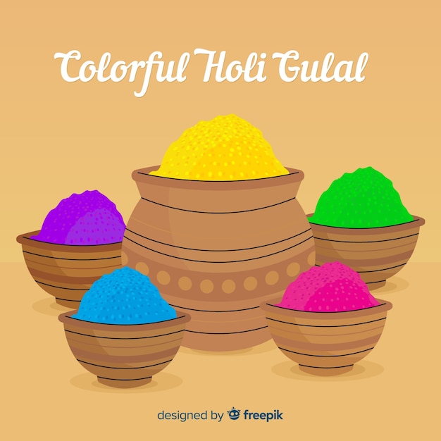 Free Vector hand drawn gulal holi festival background