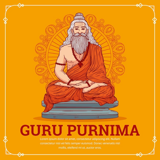 Hand drawn guru purnima illustration