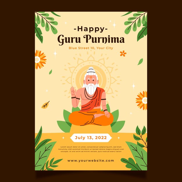 Hand drawn guru purnima poster