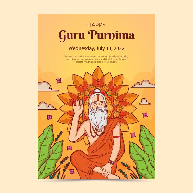 Free Vector hand drawn guru purnima poster