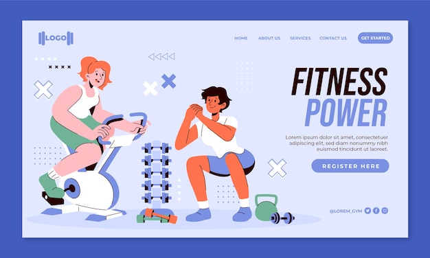 Hand drawn gym landing page