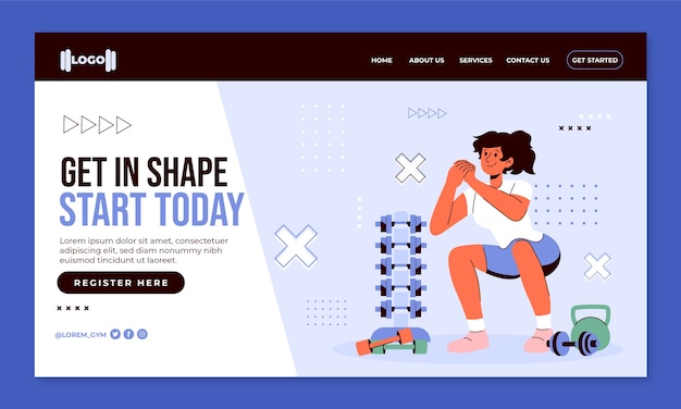 Hand drawn gym landing page