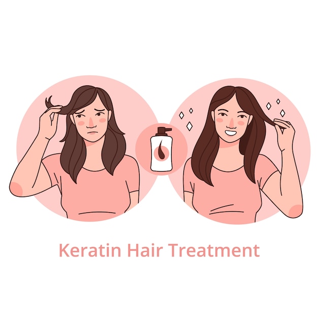 Hand drawn hair keratin illustration