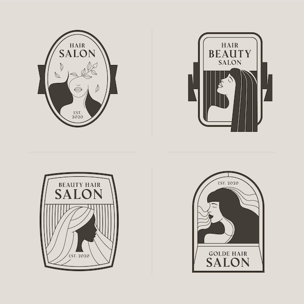 Free Vector hand drawn hair salon logo collection