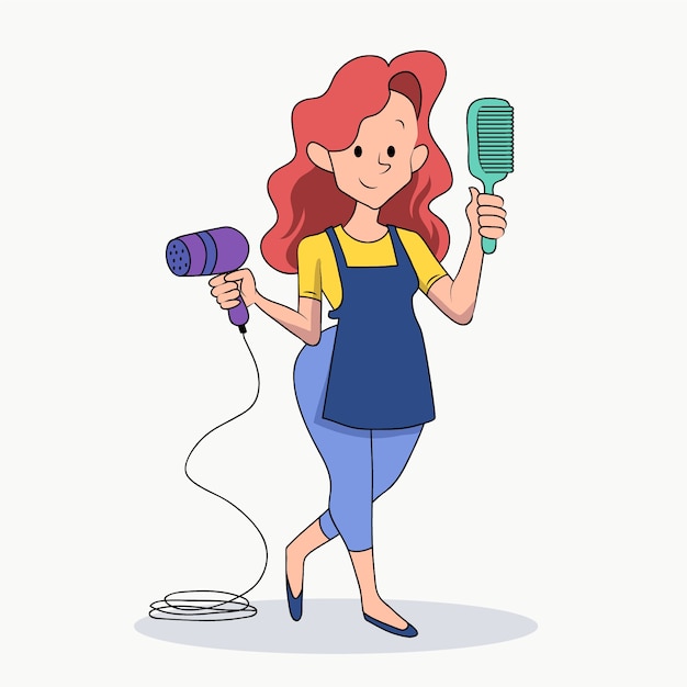 Free Vector hand drawn hairdresser cartoon illustration