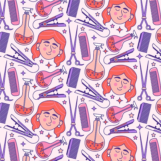 Free Vector hand drawn hairdresser pattern design