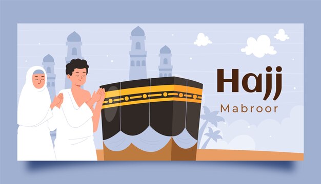 Hand drawn hajj horizontal banner