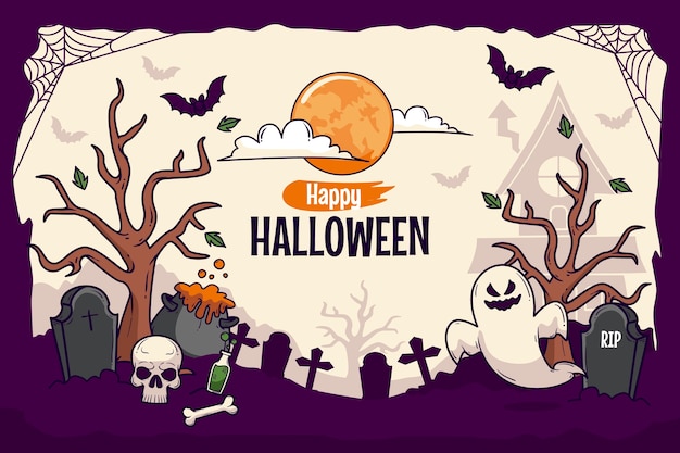 Hand drawn halloween background