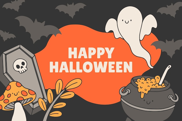 Free Vector hand drawn halloween background