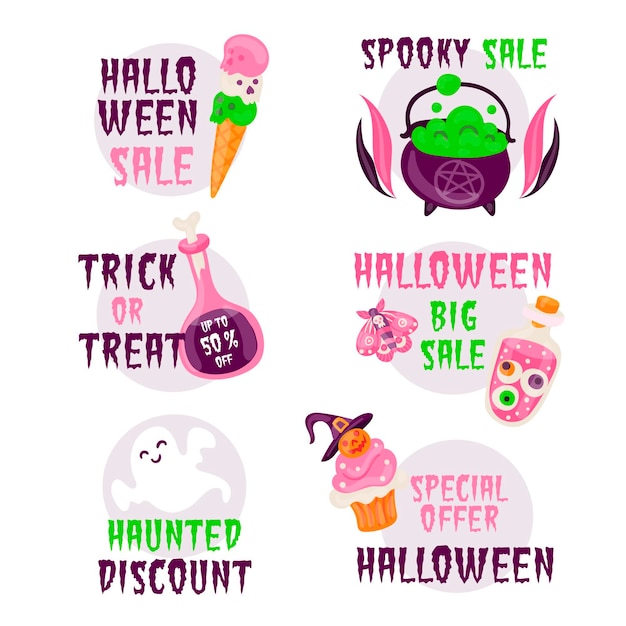 Free vector hand drawn halloween badges