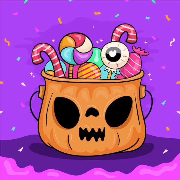 Free Vector hand drawn halloween bag illustration