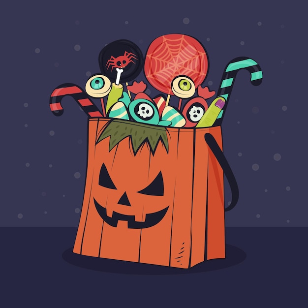 Hand drawn halloween bag illustration