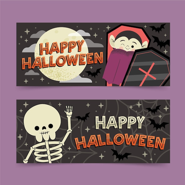 Hand drawn halloween banner template