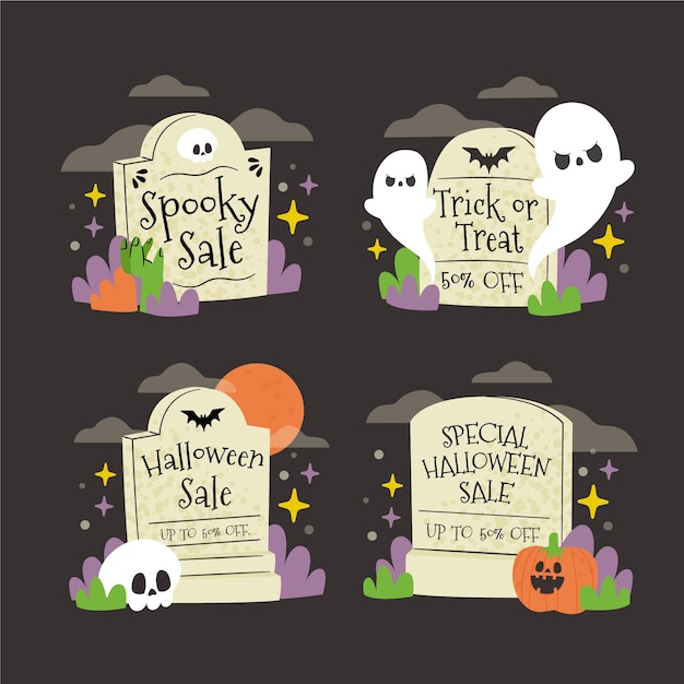 Hand drawn halloween banners collection