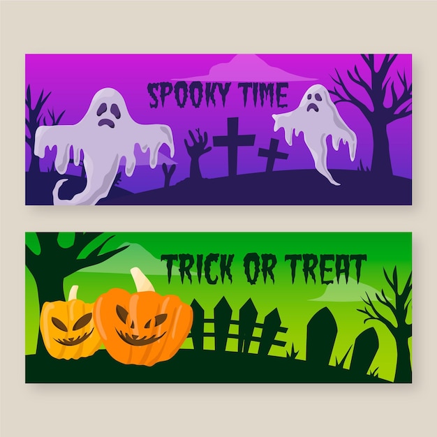 Hand drawn halloween banners template