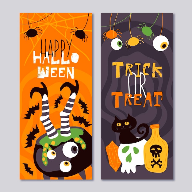 Hand drawn halloween banners template