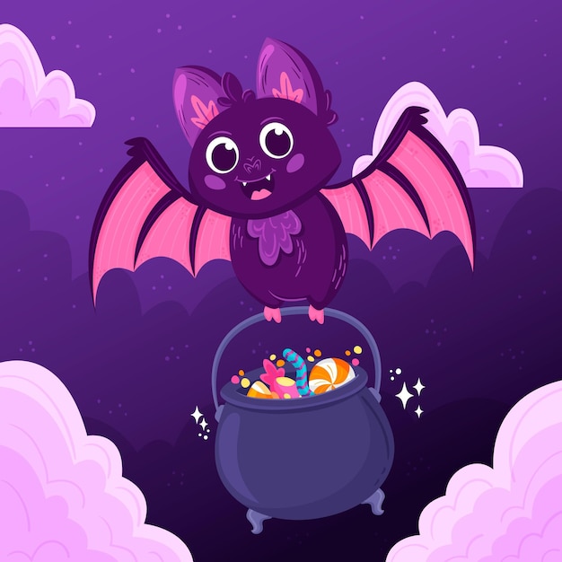 Hand drawn halloween bat illustration