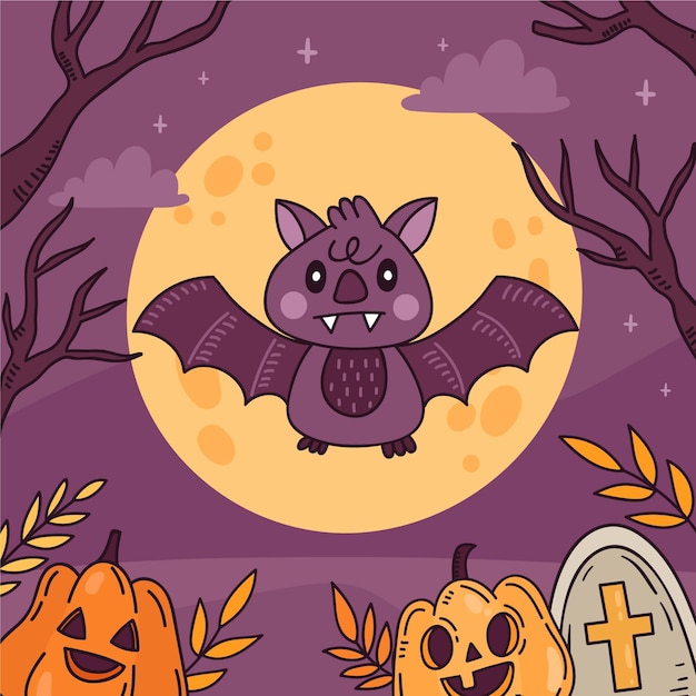 Hand drawn halloween bat illustration