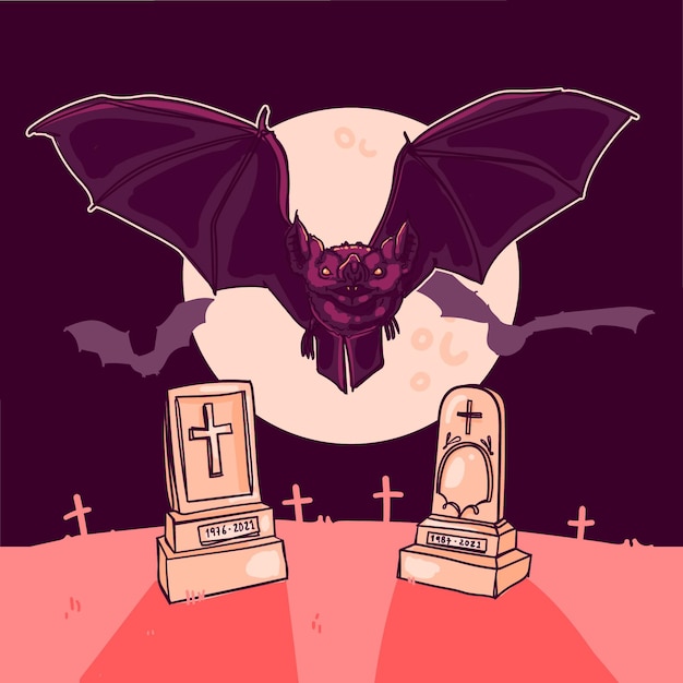 Hand drawn halloween bat illustration