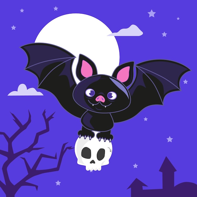 Hand drawn halloween bat illustration