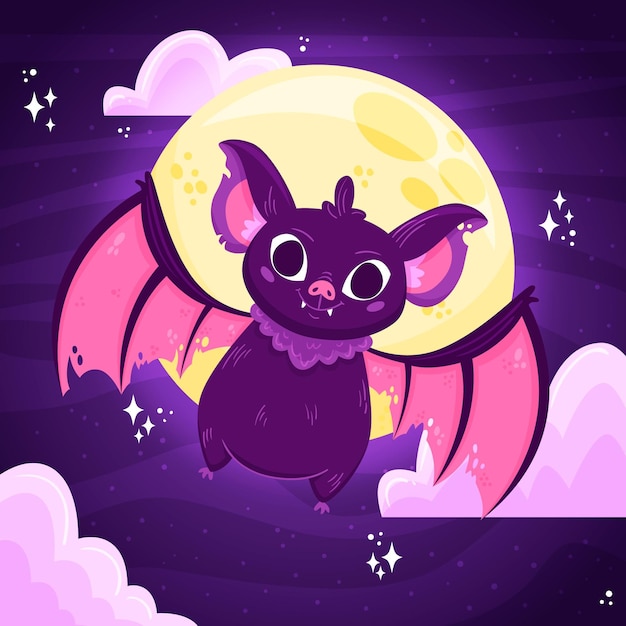 Hand drawn halloween bat illustration