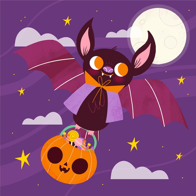 Hand drawn halloween bat illustration