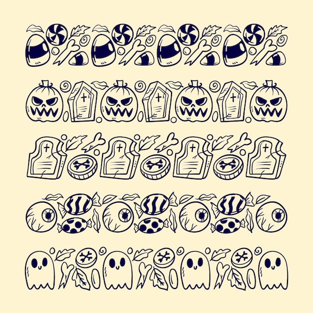 Hand drawn halloween border collection