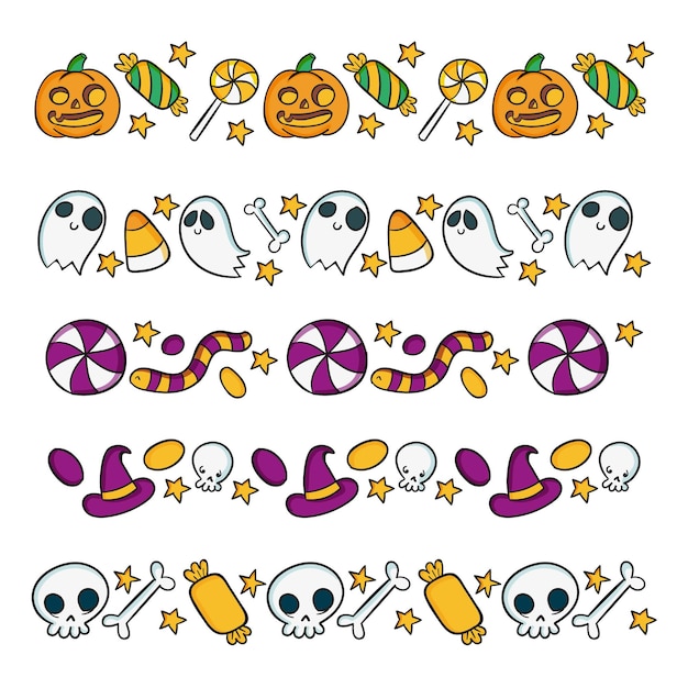 Free Vector hand drawn halloween border collection