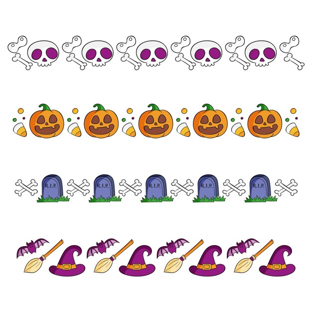 Free Vector hand drawn halloween border collection