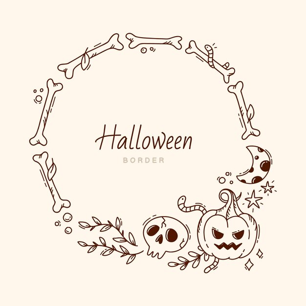 Hand drawn halloween border template