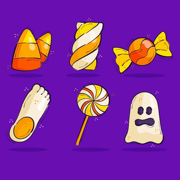 Free Vector hand drawn halloween candy collection