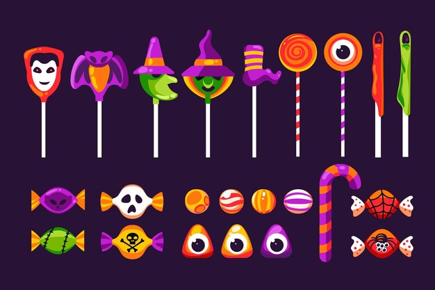 Hand drawn halloween candy collection