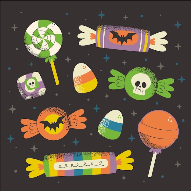 Hand drawn halloween candy collection