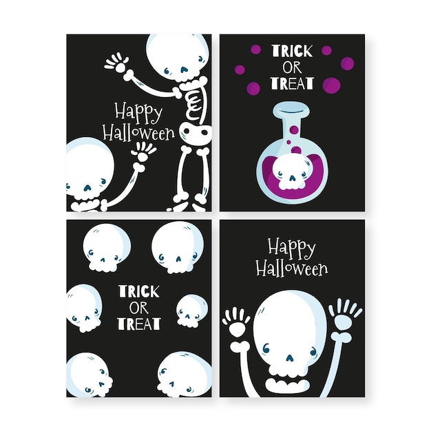 Free Vector hand drawn halloween card collection