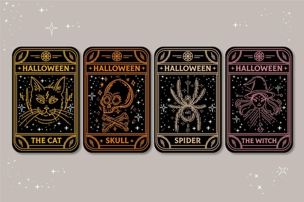 Hand drawn halloween card collection