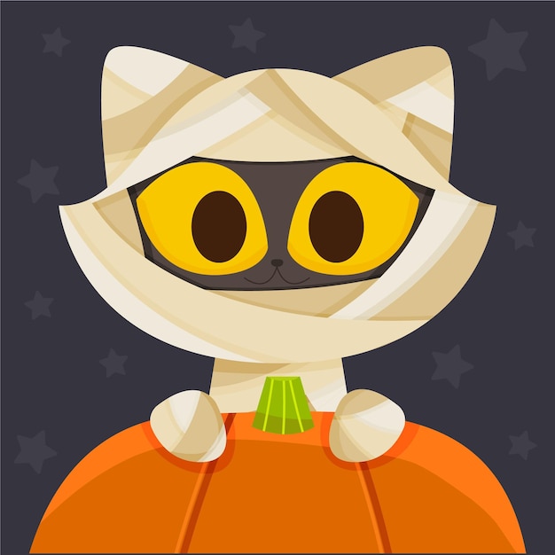 Free Vector hand drawn halloween cat concept