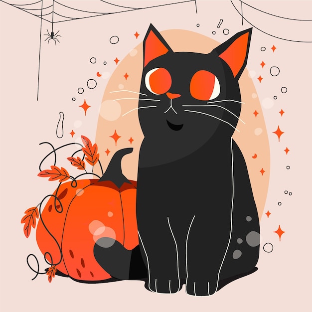 Free Vector hand drawn halloween cat illustration