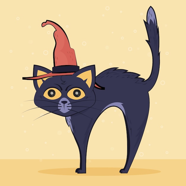 Free vector hand drawn halloween cat illustration