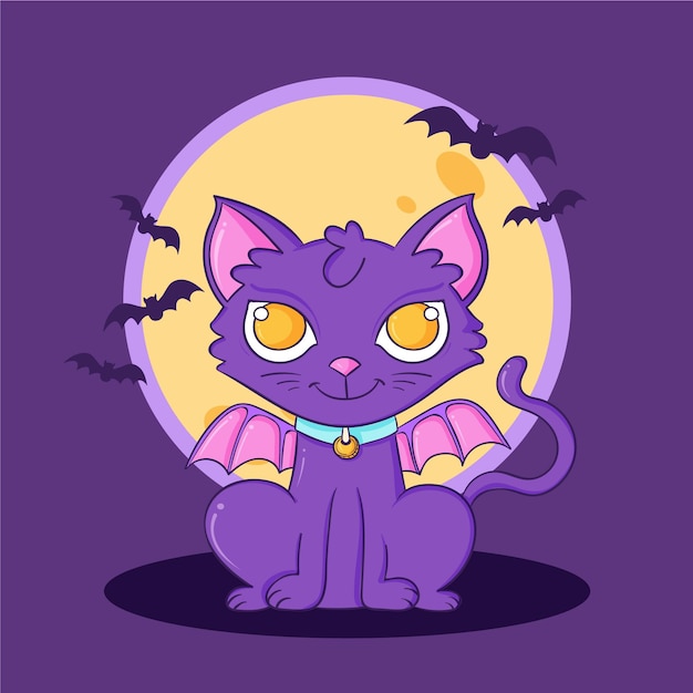 Hand drawn halloween cat illustration