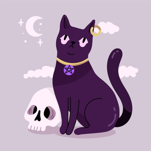 Free Vector hand drawn halloween cat