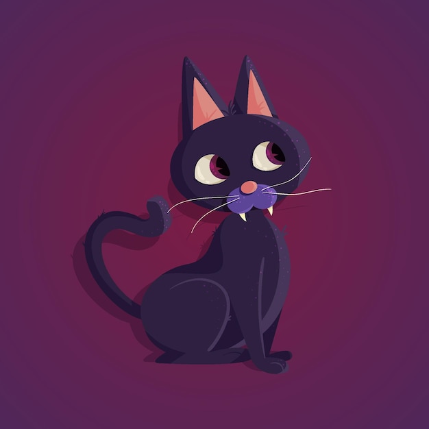 Free Vector hand drawn halloween cat