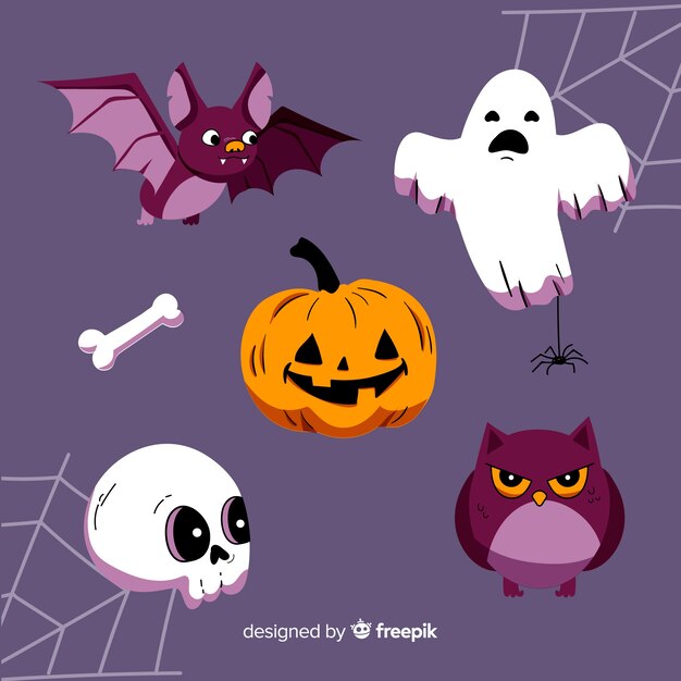 Hand drawn halloween character collection