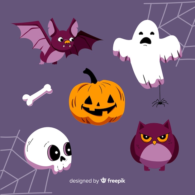 Hand drawn halloween character collection